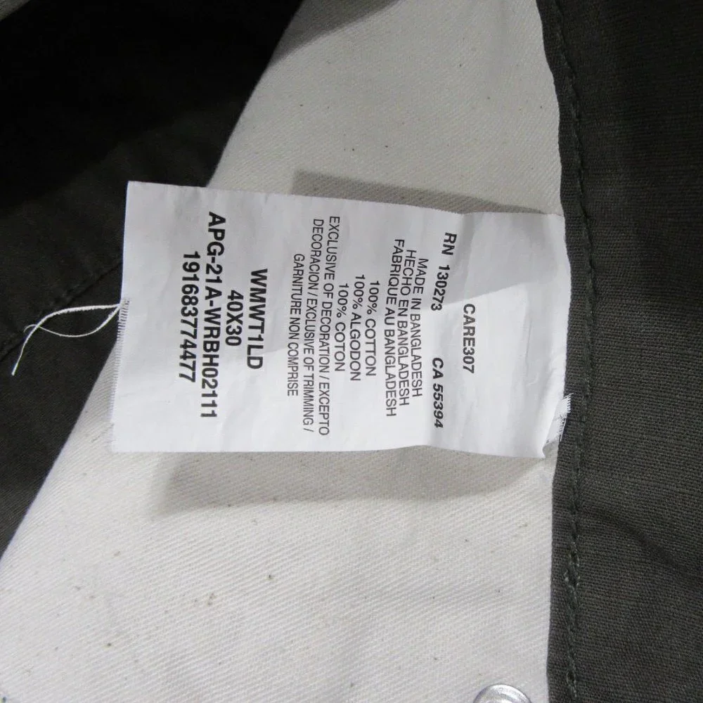 Wrangler Workwear Men's Technician Relaxed Fit Green Pant Size 40 x 30